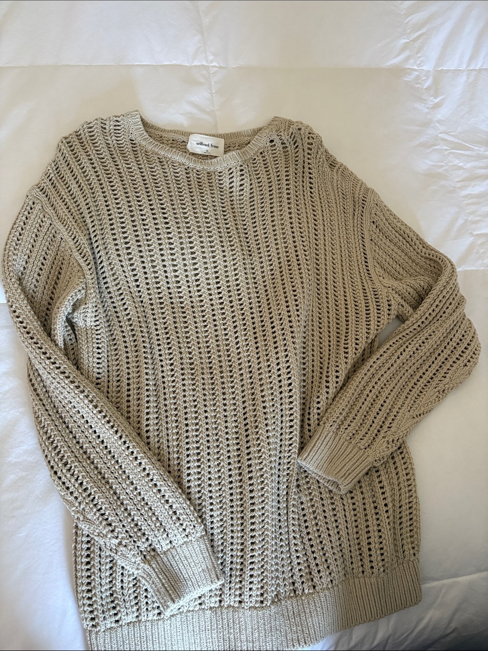 Wilfred Beige Open-Weave Crewneck Sweater